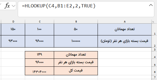 فرمول تابع HLOOKUP- جستجو در اکسل