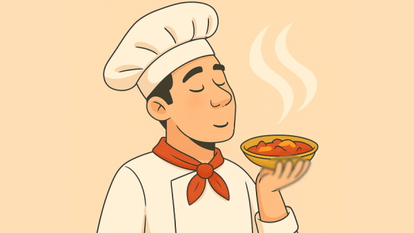 آشپزی در حال بوییدن سوپ