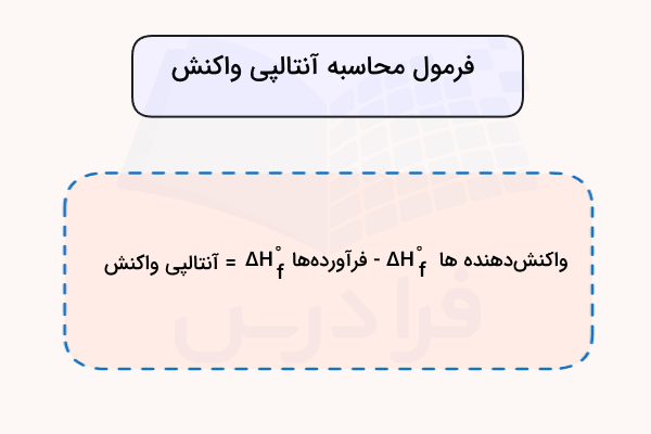فرمول محاسبه آنتالپی واکنش با استفاده از آنتالپی تشکیل