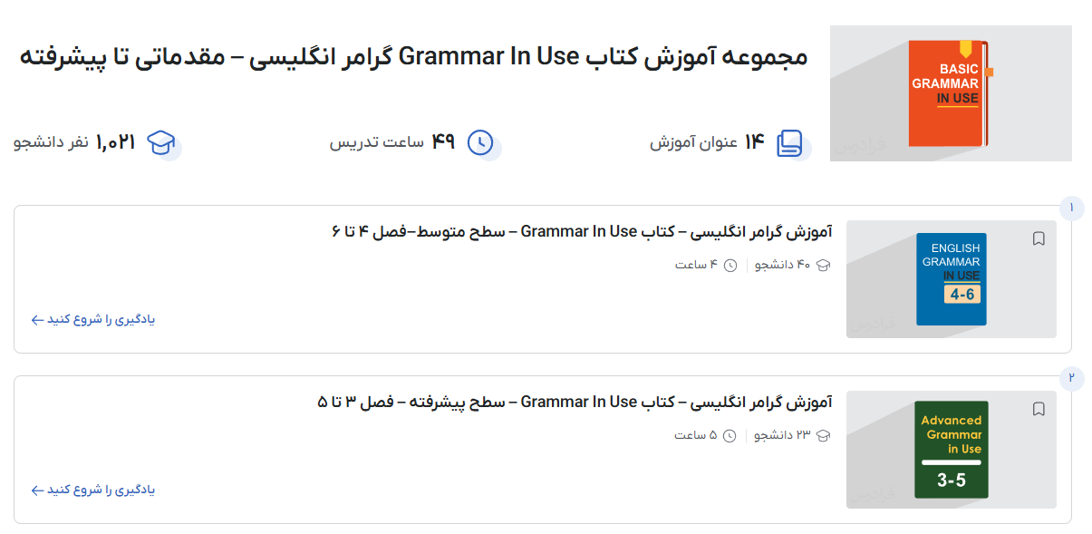 تصویر فیلم‌های آموزش کتاب Grammar in use از فرادرس