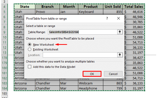 پنجره تنظیمات پیوت تیبل-excel-report