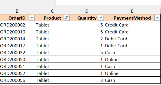 نمونه جدول فیلتر شده-excel-report