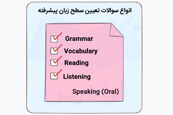 انواع سوالات تعیین سطح زبان انگلیسی پیشرفته