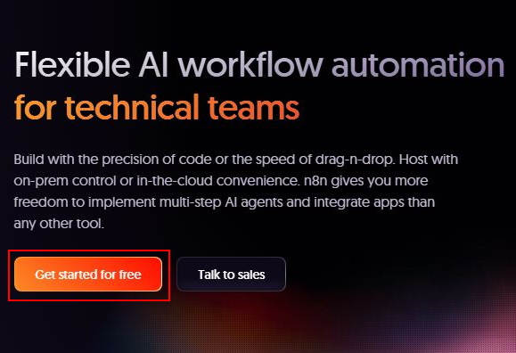 صفحه اول وب‌سایت N8N