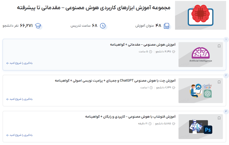 مجموعه آموزشهای ابزارهای کاربردی هوش مصنوعی – مقدماتی تا پیشرفته فرادرس