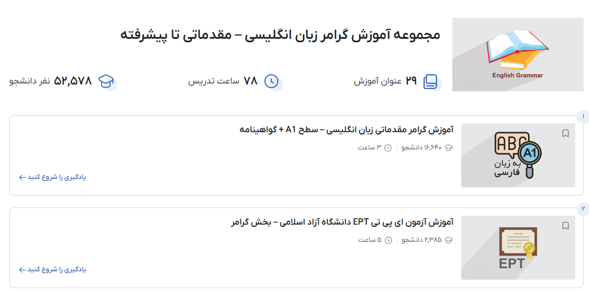 تصویر فیلم‌های آموزش گرامر انگلیسی در فرادرس