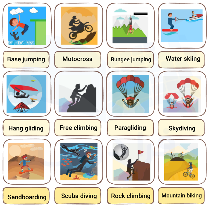 ورزشهای پرمخاطره به انگلیسی