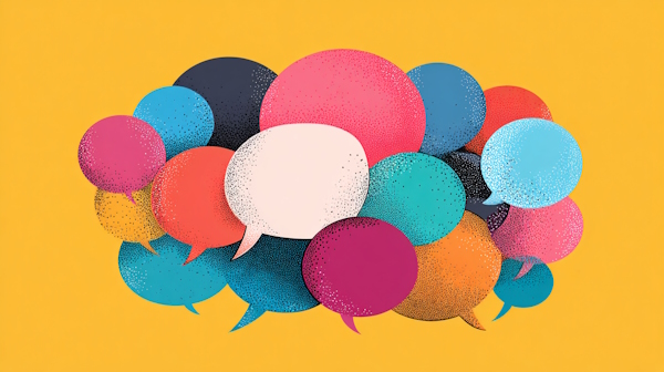 ابرهای گفتگو در رنگ‌های مختلف برای توصیف تکنیک های ایده پردازی