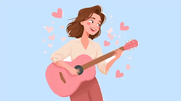 دختری در حال گیتار زدن