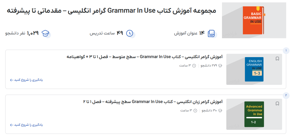 تصویر کتاب‌های Grammar in Use در فرادرس