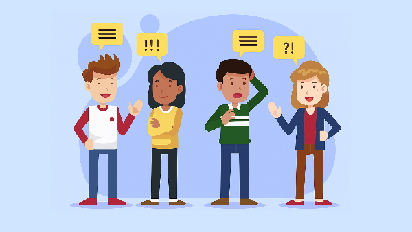 چند نفر در حال مکالمه ساده فرانسوی