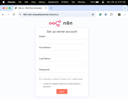 صفحه ثبت کاربر ادمین در N8N - N8N چیست
