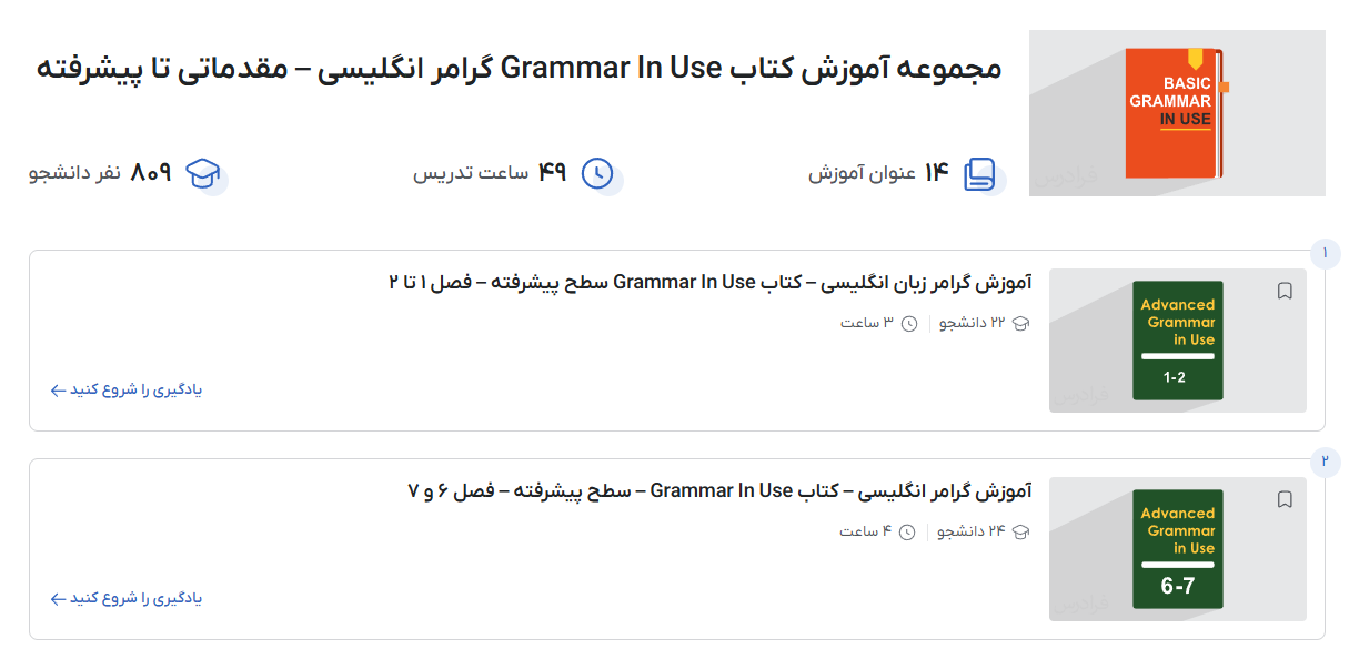 تصویر فیلم‌های آموزش Grammar in Use در فرادرس