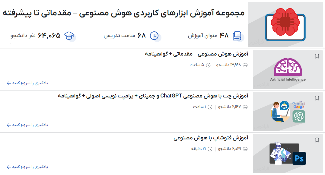 مجموعه آموزش ابزارهای کاربردی هوش مصنوعی – مقدماتی تا پیشرفته