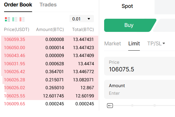 دفتر ثبت سفارش در صرافی رمزارزی