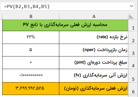 محاسبه ارزش فعلی سرمایهگذاری-present-value