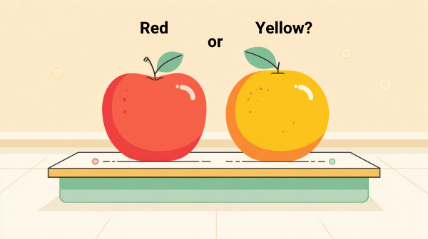 سیب زرد و قرمز برای نشان دادن or