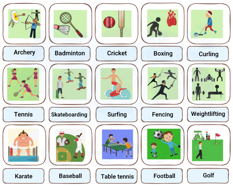 اسامی ورزشها به انگلیسی