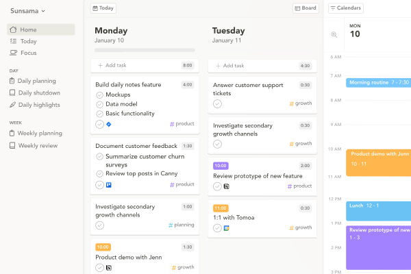Sunsama ابزاری برای ایجاد تعادل بین کار و زندگی - برنامه ریزی روزانه با هوش مصنوعی