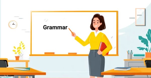 معلمی در کلاس درس در حال تدریس گرامر
