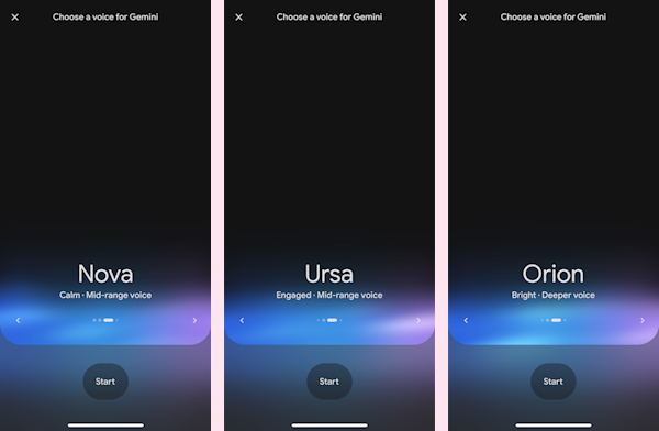 چند نمونه از صداهای gemini live