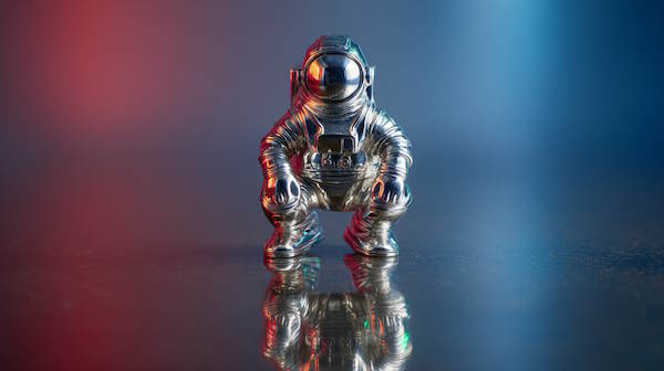 مجسمه فلزی نقره ای فضانورد