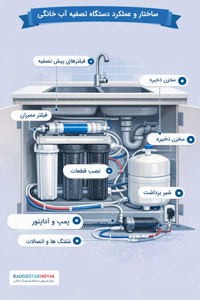 بخش های مختلف دستگاه تصفیه آب