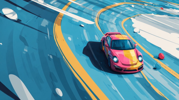 خودرو پورشه ۹۱۱ بر روی پیست تست - کد بازی ماشین در پایتون