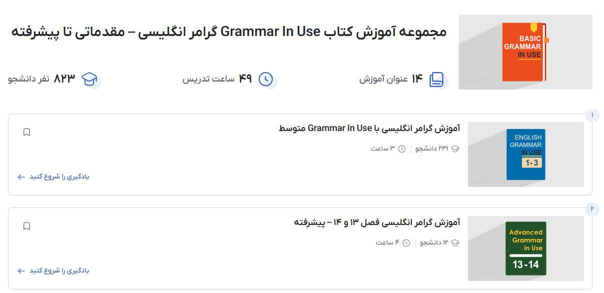 تصویر فیلم آموزش کتاب Grammar in Use در قرادرس