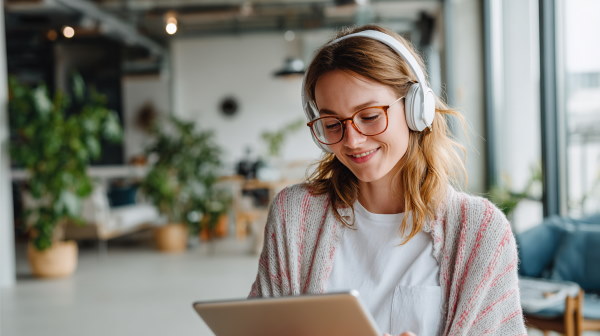 دختری در حال مطالعه آنلاین