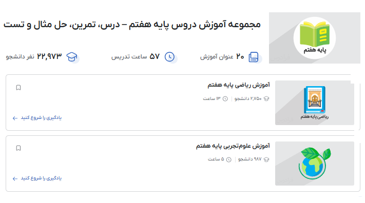 مجموعه فیلم آموزش دروس پایه هفتم فرادرس