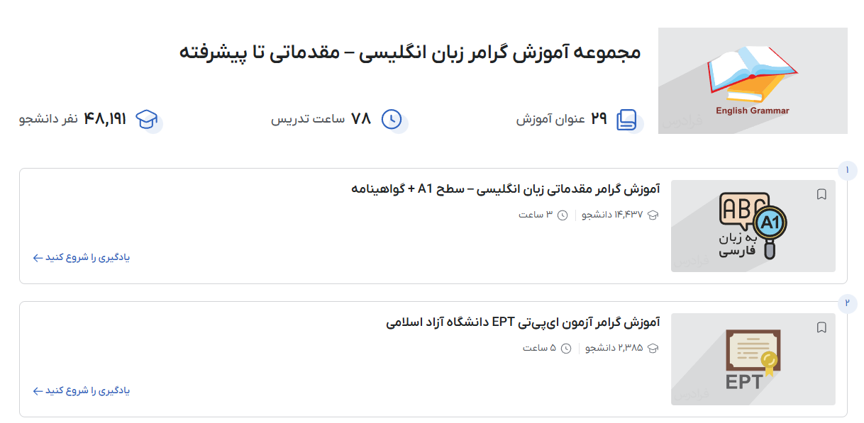 تصویر فیلم‌های آموزش گرامر انگلیسی در فرادرس