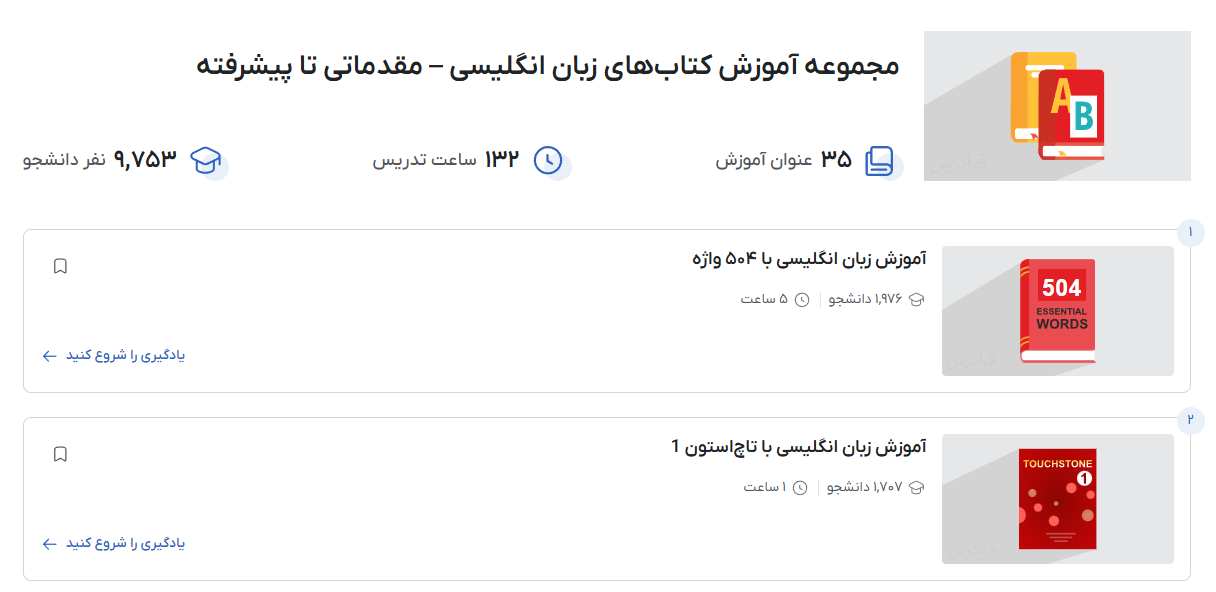 تصویر فیلم‌های کتاب‌های آموزش زبان انگلیسی در فرادرس