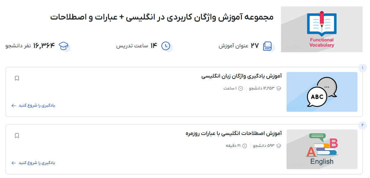 تصویر فیلم‌های آموزش لغات و اصطلاحات زبان انگلیسی در فرادرس