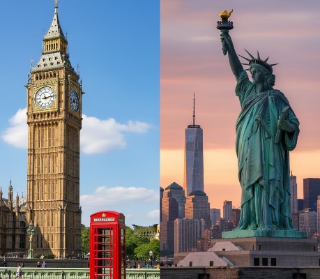 تصویر big ben کنار statue of liberty