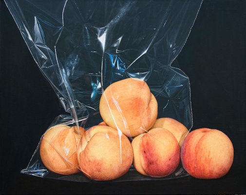 نقاشی هایپررئالیستی طبیعت بیجان هلوها