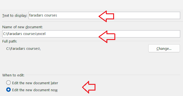 بخش‌های مختلف در لینک به فایل جدید-لینک کردن در اکسل