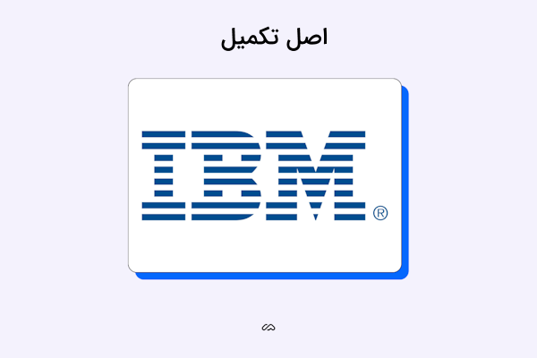 تصویری از حروف IBM که با خطوط آبی‌رنگ افقی و موازی یکدیگر شکل‌گرفته است.