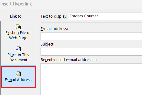 بخش ایمیل آدرس-hyperlink