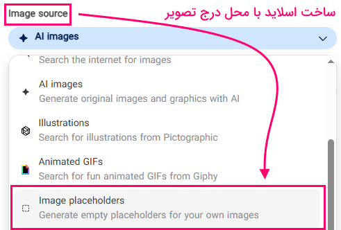 گزینه image placeholder برای ساخت اسلاید با محل خالی درج تصویر 