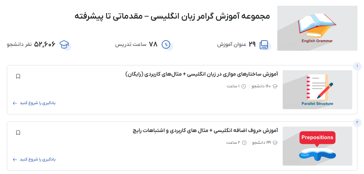 تقویت گرامر انگلیسی در فرادرس