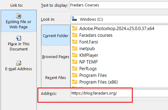 لینک اینترنتی- لینک کردن در اکسل