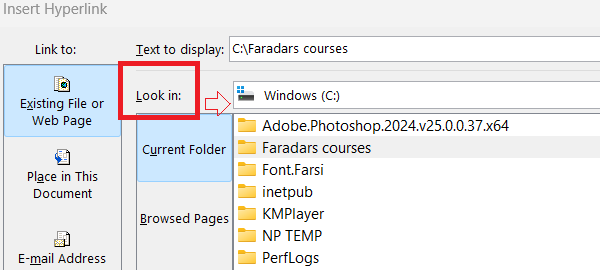 پیدا کردن محل فایل در کامپیوتر-hyperlink