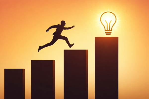 شخصی در حال بالا رفتن از پلههای موفقیت