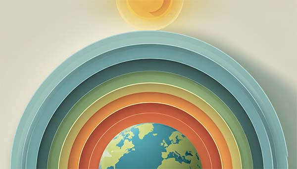 زمین و لایه های رنگی بالای آن