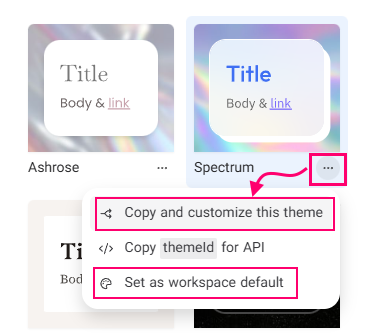 گزینه‌های مربوط به تنظیمات و سفارشی سازی قالب در گاما برای ساخت اسلاید