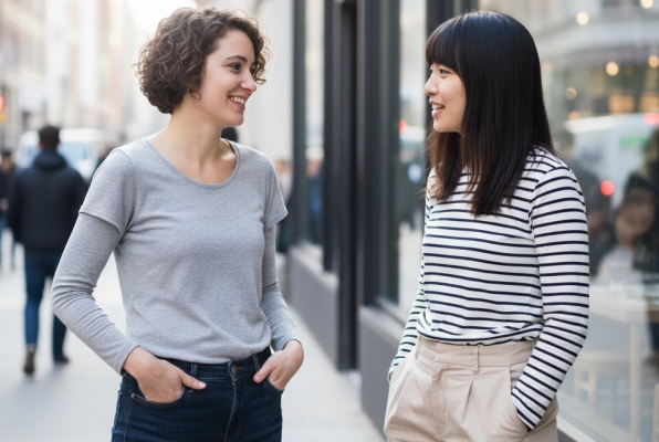 دو نفر در حال صحبت کردن در خیابان