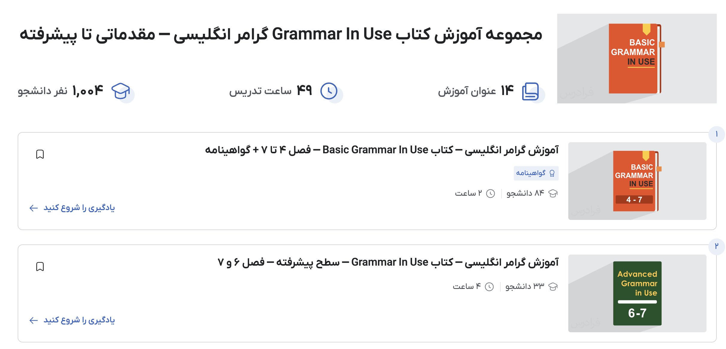 تصویر کتاب‌های Grammar In Use در فرادرس