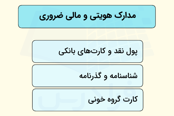 مدارک هویتی و مالی کوله اضطراری