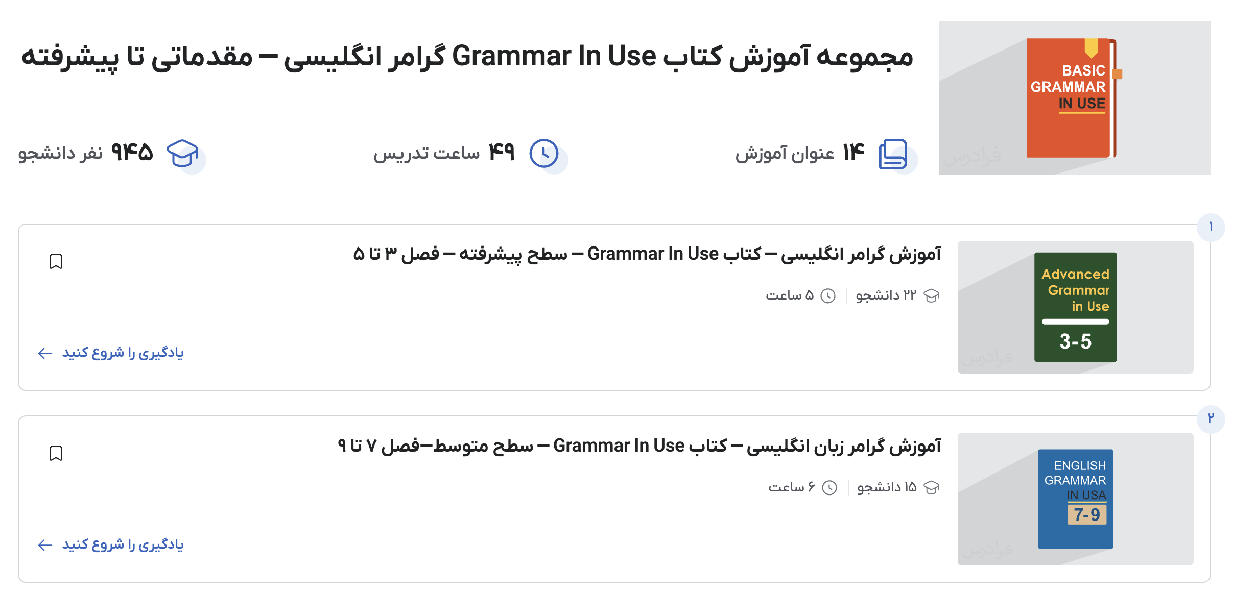 تصویر کتاب‌های Grammar in use در فرادرس